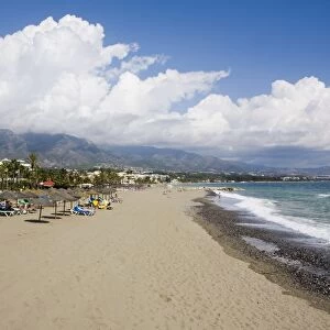 Puerto Banus beach near Marbella, Malaga, Andalucia, Spain, Europe