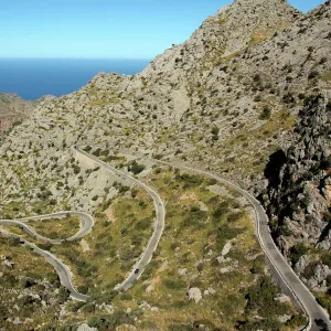 Serpentine road to Sa Calobra, Mallorca, Balearic Islands, Spain, Mediterranean, Europe