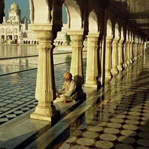 Sikh elder at prayer at the Golden Temple of Amritsar