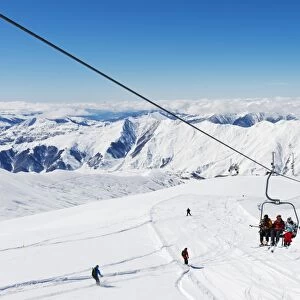 Ski lift, Gudauri ski resort, Georgia, Caucasus region, Central Asia, Asia