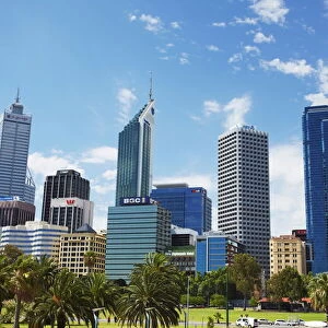Skyscrapers of city skyline, Perth, Western Australia, Australia, Pacific