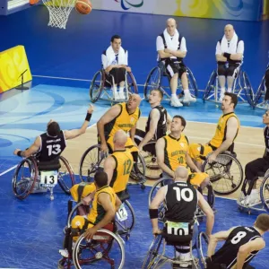 South Africa versus Germany wheelchair basketball match during the 2008 Paralympic Games