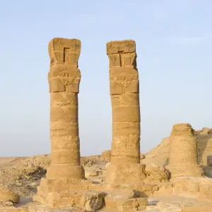 The standing columns of the temple of the goddess Mut at Jebel Barkal, UNESCO World Heritage Site