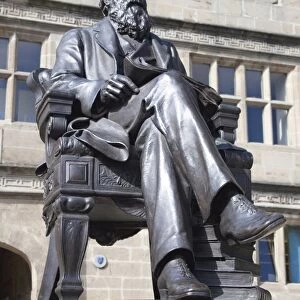 Statue of Charles Darwin outside Public Library, Shrewsbury, Shropshire