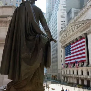 Print of Statue of George Washington in front of Federal Hall, Manhattan