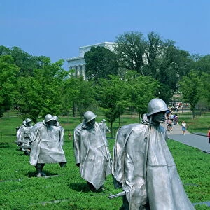 Statues of soldiers at the Korean War Memorial in Washington D