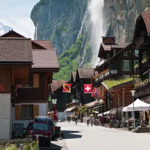 Staubbach Falls in Lauterbrunnen, Jungfrau Region, Switzerland, Europe