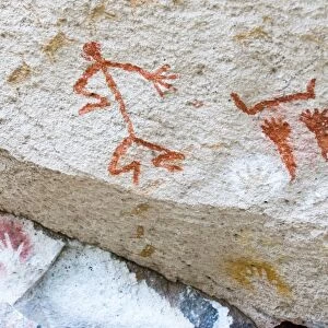 A stick figure cave painting at Cueva de las Mano (Cave of Hands), UNESCO World Heritage Site