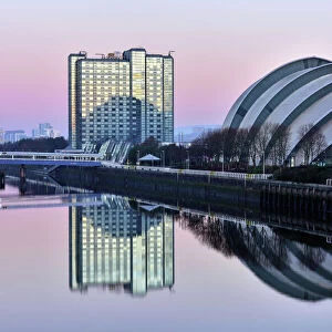 Sunrise at The Clyde Auditorium (the Armadillo), Glasgow, Scotland, United Kingdom