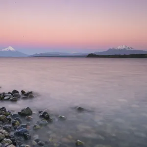 Sunset over lake Llanquihue and Volcan Osorno, Puerto Varas, Chilean Lake District