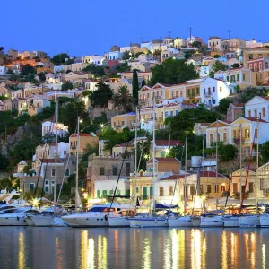 Symi Harbour, Symi, Dodecanese, Greek Islands, Greece, Europe