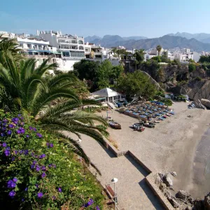 View from Balcon de Europa of Nerja, Andalusia, Spain, Europe