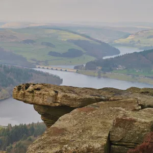 View from Hathersage Edge to Ladybower Reservoir and Derwent Valley, Peak District National Park