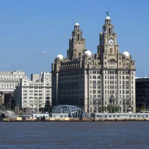 View of the Liverpool skyline and the Liver Building, from the Mersey ferry