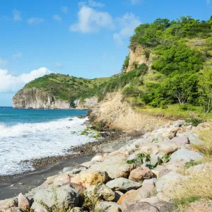 Volcanic sand beach, Montserrat, British Overseas Territory, West Indies, Caribbean