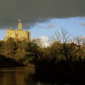 Warkworth castle and river Coquet, near Amble, Northumberland, England