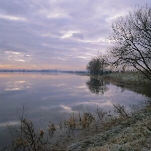 Winter fenland scene, Whittlesey, near Peterborough, Cambridgeshire, England, UK, Europe