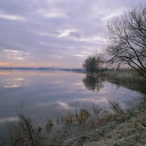 Winter fenland scene, Whittlesey, near Peterborough, Cambridgeshire, England, UK, Europe