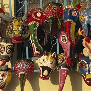 Wooden masks, Panajachel, Lake Atitlan, Guatemala, Central America