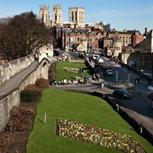 York Minster from the City Walls, York, Yorkshire, England
