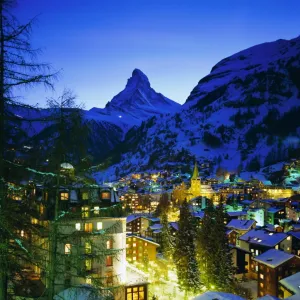 Zermatt and the Matterhorn mountain in winter