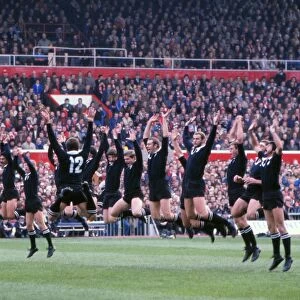 The All Blacks peform the Haka before facing Wales in 1980