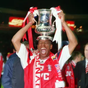 Arsenals Ian Wright celebrates winning the 1993 FA Cup