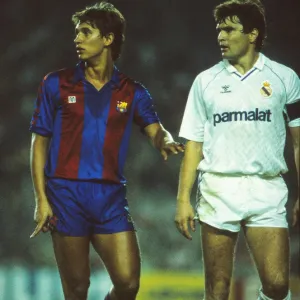 Barcelonas Gary Lineker and Real Madrids Jose Antonio Camacho