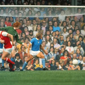 Brian Kidd scores for Arsenal