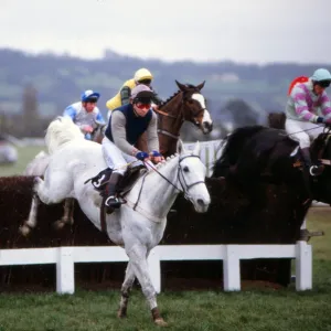 Desert Orchid on the way to winning the Queen Mother Champions Chase in 1988