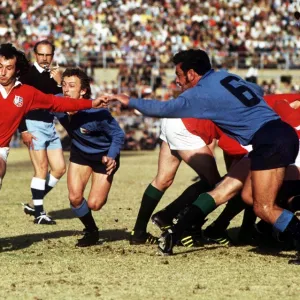 Gareth Edwards clears the ball for the British Lions in 1974