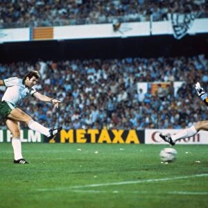 Gerry Armstrong scores for Northern Ireland against Spain at the 1982 World Cup