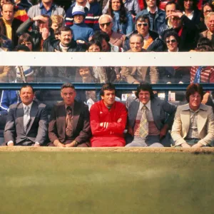 The Liverpool bench in 1977