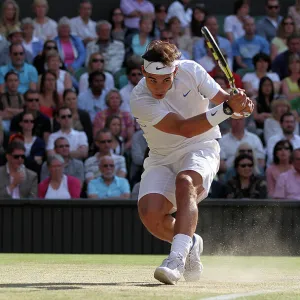 Rafa Nadal on the way to victory over Andy Murray at Wimbledon