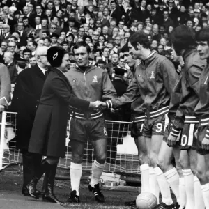 Ron Harris introduces his Chelsea players to Princess Margaret before kick-off - 1970 FA Cup Final