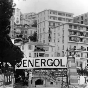 Stirling Moss on the way to winning the 1960 Monaco Grand Prix in his Lotus Climax +