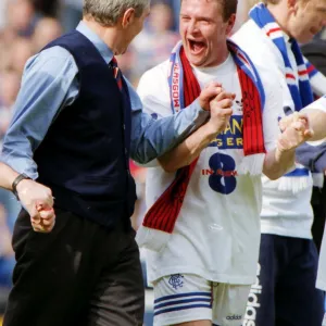 Walter Smith and Paul Gascoigne celebrate winning the Scottish league title in 1996