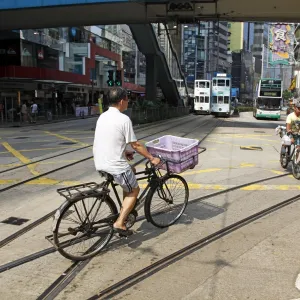 Bicycles in the street, Hong Kong, China