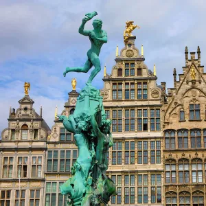 The Brabo Fountain in the Grote Markt in Antwerp, Belgium