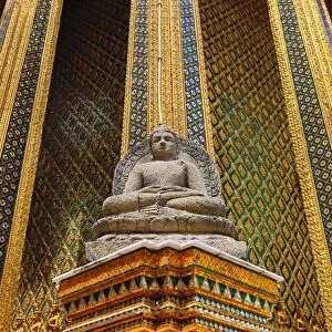 Buddha Statue on Phra Mondop, Wat Phra Kaew, Temple of the Emerald Buddha Complex, Bangkok, Thailand