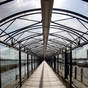 Covered glass walkway