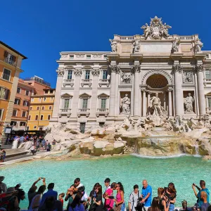 Crowds at the Trevi Fountain, Rome, Italy