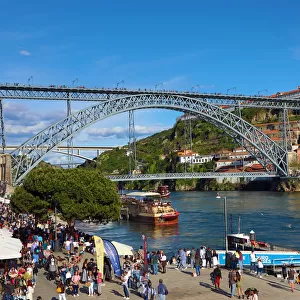 The Dom Luis I metal arch bridge in Porto, Portugal