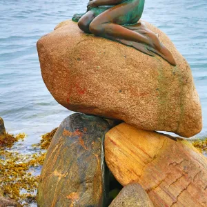 The Little Mermaid statue in Copenhagen, Denmark