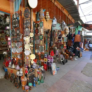 Souvenir shops in the streets of the Medina of Rabat, Morocco