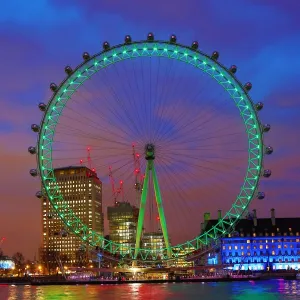 St. Patricks Day green for London Eye in London