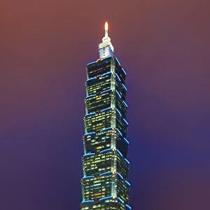Taipei 101 skyscraper tower at night, Taipei, Taiwan
