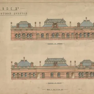 L. B. &s C Ry - East Croydon Station - Elevation to Roadway - Elevation to Railway - Drawing No 3 [1894]