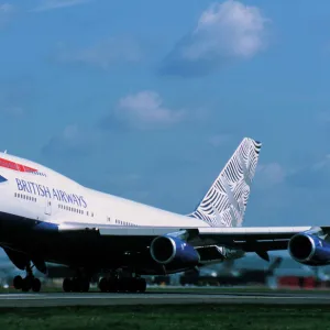 Boeing 747-400 British Airways taking-off at Gatwick Airport UK