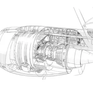 General Electric CFM56 MDD DC8 Engine Installation Cutaway Drawing